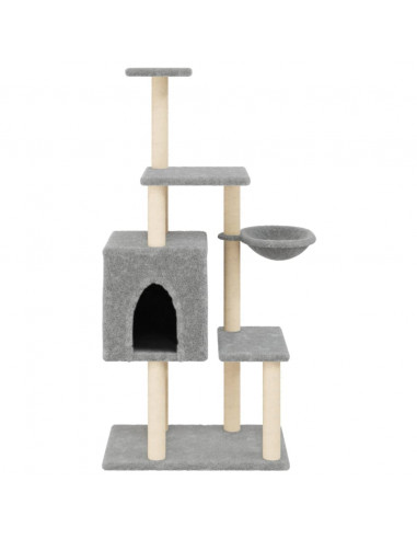 Albero per Gatti con Tiragraffi in Sisal Grigio Chiaro 131 cm