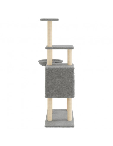 Albero per Gatti con Tiragraffi in Sisal Grigio Chiaro 131 cm