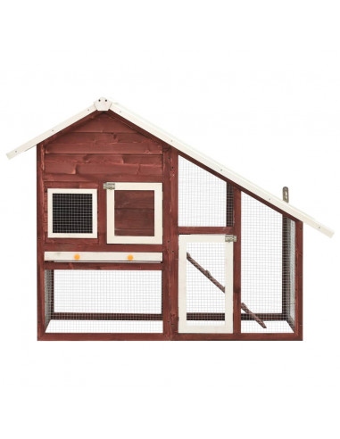 Conigliera Moca e Bianco 140x63x120 cm Legno Massello di Abete