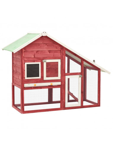 Conigliera Rosso e Bianco 140x63x120cm Legno Massello di Abete