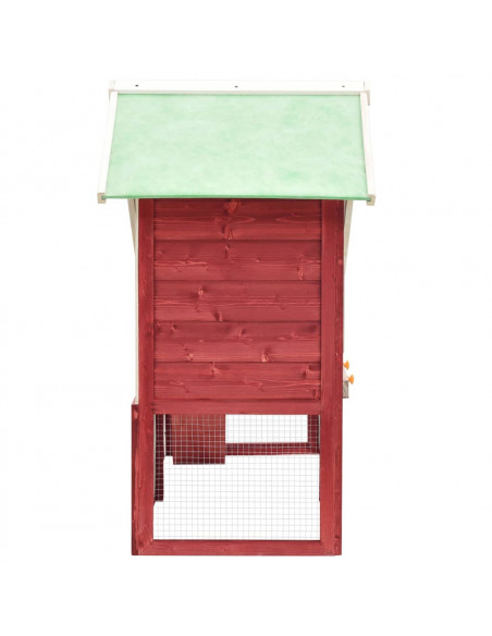 Conigliera Rosso e Bianco 140x63x120cm Legno Massello di Abete