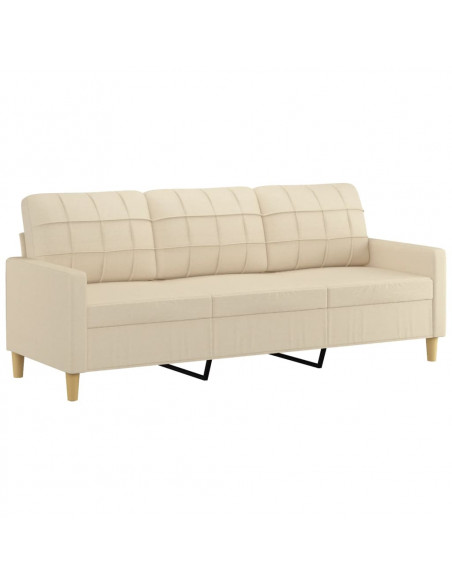 Set di Divani 4 pz con Cuscini Crema in Tessuto