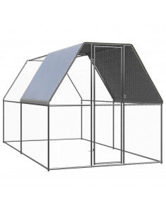 Pollaio da Esterno 2x4x2 m in Acciaio Zincato 2