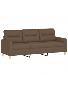 Set di Divani 3 pz con Cuscini Marrone in Tessuto