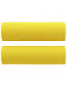 Set di Divani 2 pz con Cuscini Giallo Chiaro in Tessuto