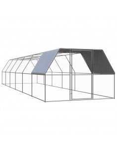 Pollaio per Esterni 3x12x2 m in Acciaio Zincato 2