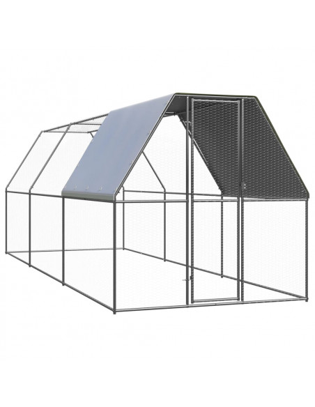 Pollaio da Esterno 2x6x2 m in Acciaio Zincato