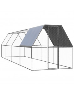 Pollaio da Esterno 2x8x2 m in Acciaio Zincato 2