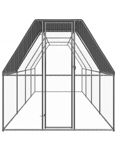 Pollaio da Esterno 2x8x2 m in Acciaio Zincato