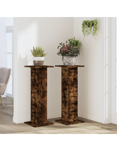 Supporti per Piante 2 pz Rovere Fumo 30x30x80 cm in Truciolato