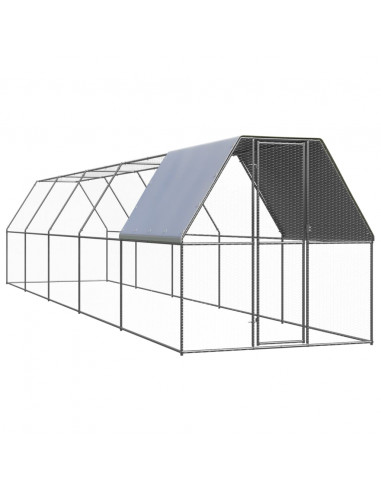Pollaio da Esterno 2x10x2 m in Acciaio Zincato