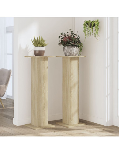 Supporti per Piante 2 pz Rovere Sonoma 30x30x95cm in Truciolato