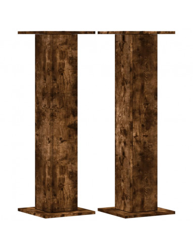 Supporti per Piante 2 pz Rovere Fumo 30x30x95 cm in Truciolato
