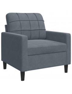 Set di Divani 3 pz con Cuscini Grigio Scuro in Velluto