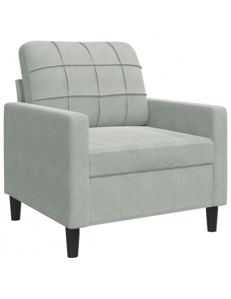 Set di Divani 3 pz con Cuscini Grigio Chiaro in Velluto