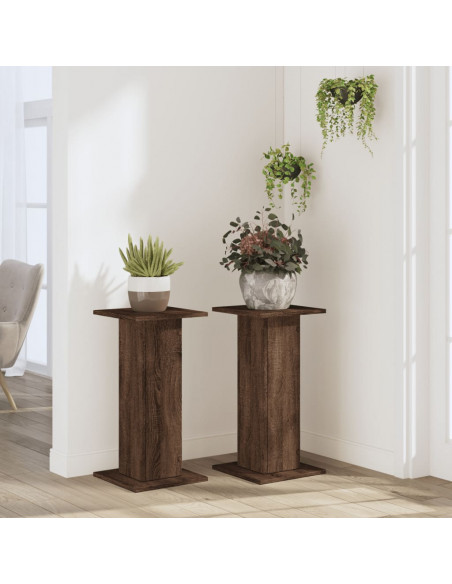 Supporti per Piante 2 pz Rovere Marrone 30x30x60 cm Truciolato