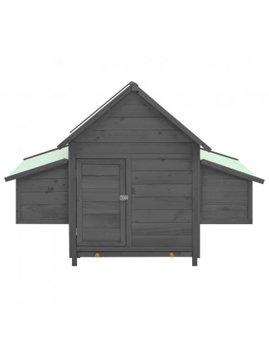 Pollaio Grigio e Bianco 152x96x110cm in Legno Massello di Abete