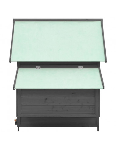 Pollaio Grigio e Bianco 152x96x110cm in Legno Massello di Abete