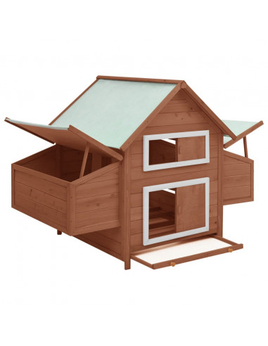 Pollaio Moca e Bianco 152x96x110 cm in Legno Massello di Abete