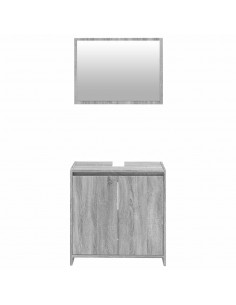 Set Mobili da Bagno 2 pz Grigio Sonoma in Legno Multistrato