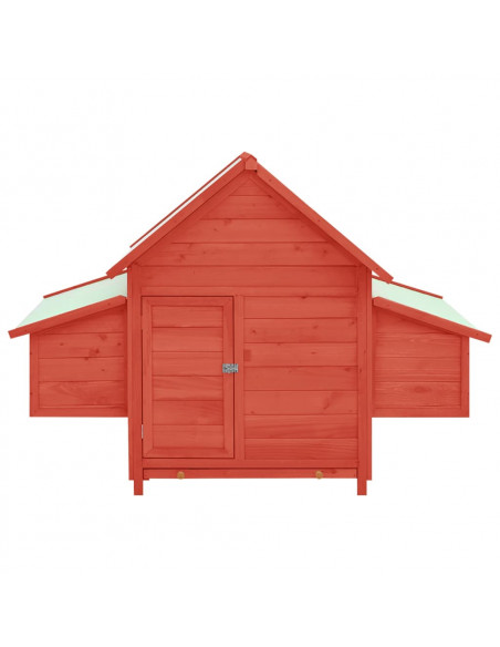 Pollaio Rosso e Bianco 152x96x110 cm in Legno Massello di Abete