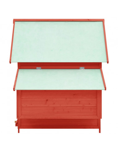 Pollaio Rosso e Bianco 152x96x110 cm in Legno Massello di Abete