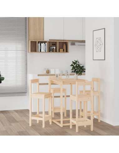 Set da Bar 5 pz in Legno Massello di Pino