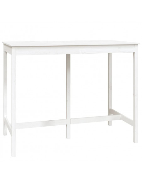 Set da Bar 7 pz Bianco in Legno Massello di Pino