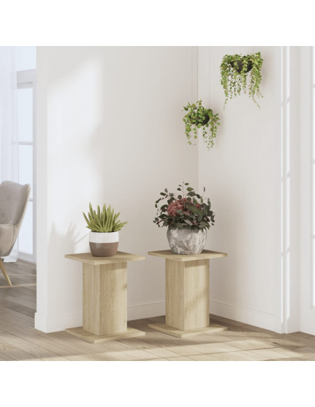 Supporti per Piante 2 pz Rovere Sonoma 17x17x60cm in Truciolato