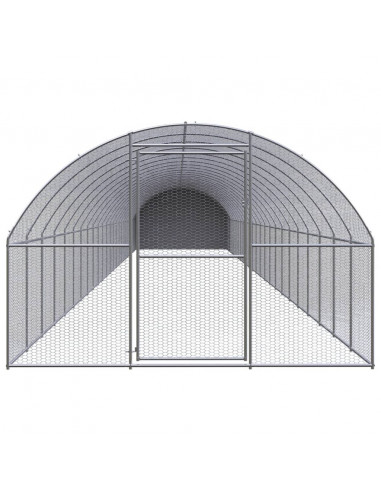 Pollaio per Esterni 3x24x2 m in Acciaio Zincato