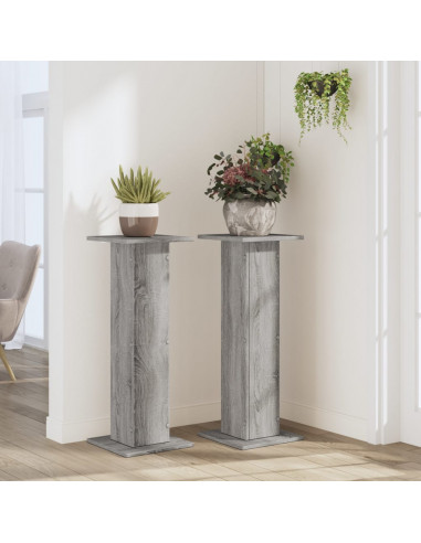 Supporti per Piante 2 pz Grigio Sonoma 30x30x80cm in Truciolato