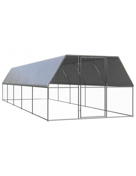 Gabbia per Polli da Esterno 3x10x2 m in Acciaio Zincato