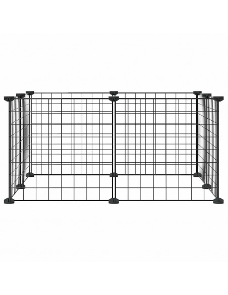 Gabbia per Animali Domestici 8 Pannelli Nero 35x35 cm Acciaio