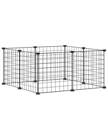 Gabbia per Animali Domestici 8 Pannelli Nero 35x35 cm Acciaio