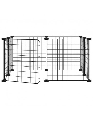 Gabbia per Animali 8 Pannelli con Porta Nero 35x35 cm Acciaio