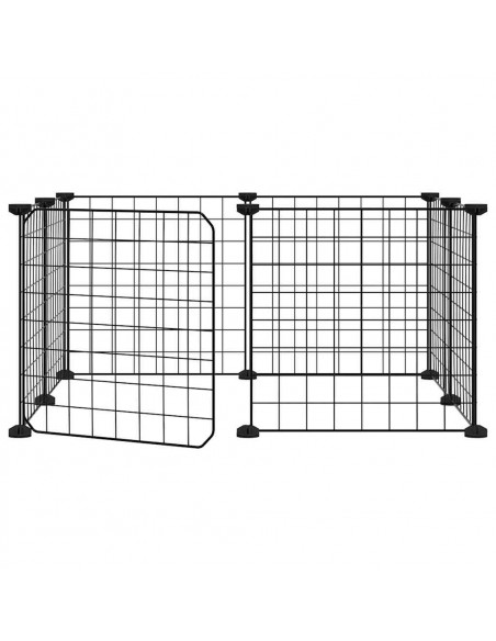 Gabbia per Animali 8 Pannelli con Porta Nero 35x35 cm Acciaio