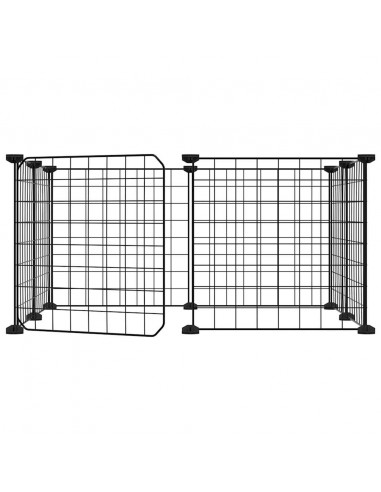 Gabbia per Animali 8 Pannelli con Porta Nero 35x35 cm Acciaio