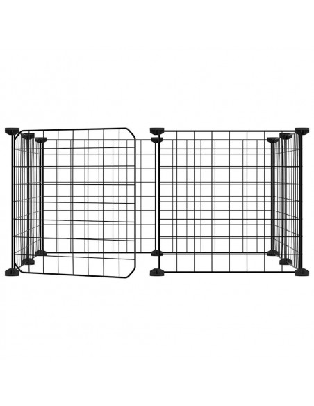 Gabbia per Animali 8 Pannelli con Porta Nero 35x35 cm Acciaio