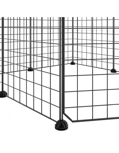 Gabbia per Animali 8 Pannelli con Porta Nero 35x35 cm Acciaio