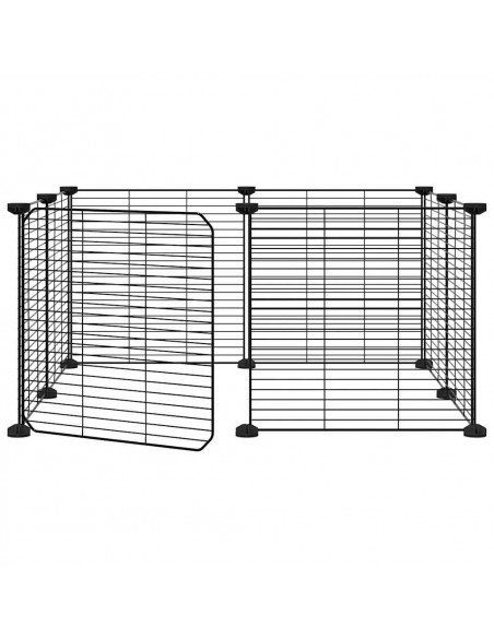 Gabbia per Animali 8 Pannelli con Porta Nero 35x35 cm Acciaio