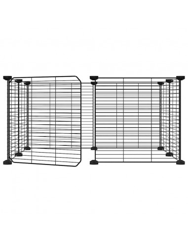 Gabbia per Animali 8 Pannelli con Porta Nero 35x35 cm Acciaio
