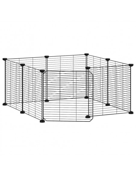Gabbia per Animali 8 Pannelli con Porta Nero 35x35 cm Acciaio