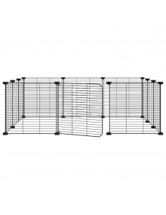 Gabbia per Animali 12 Pannelli con Porta Nero 35x35 cm Acciaio 2