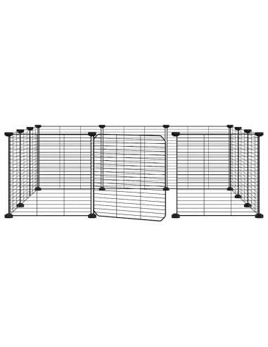 Gabbia per Animali 12 Pannelli con Porta Nero 35x35 cm Acciaio