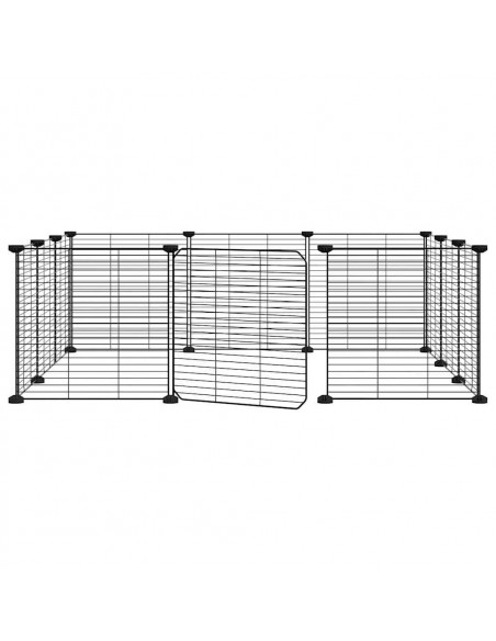 Gabbia per Animali 12 Pannelli con Porta Nero 35x35 cm Acciaio