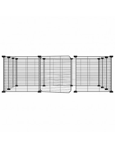 Gabbia per Animali 12 Pannelli con Porta Nero 35x35 cm Acciaio