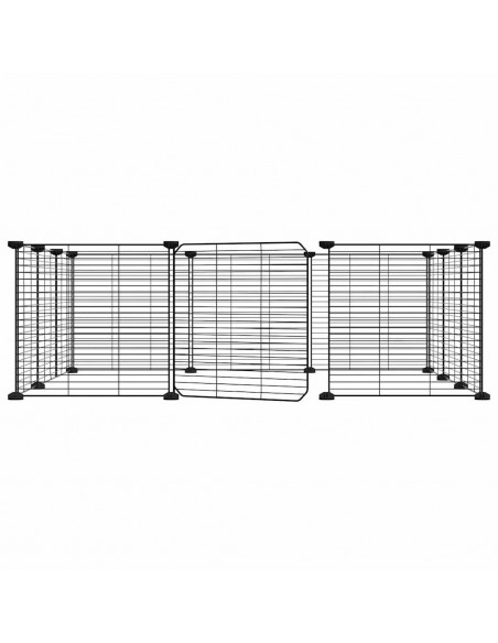 Gabbia per Animali 12 Pannelli con Porta Nero 35x35 cm Acciaio
