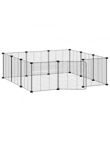 Gabbia per Animali 12 Pannelli con Porta Nero 35x35 cm Acciaio