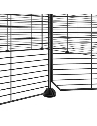 Gabbia per Animali 12 Pannelli con Porta Nero 35x35 cm Acciaio