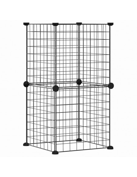 Gabbia per Animali Domestici 8 Pannelli Nero 35x35 cm Acciaio